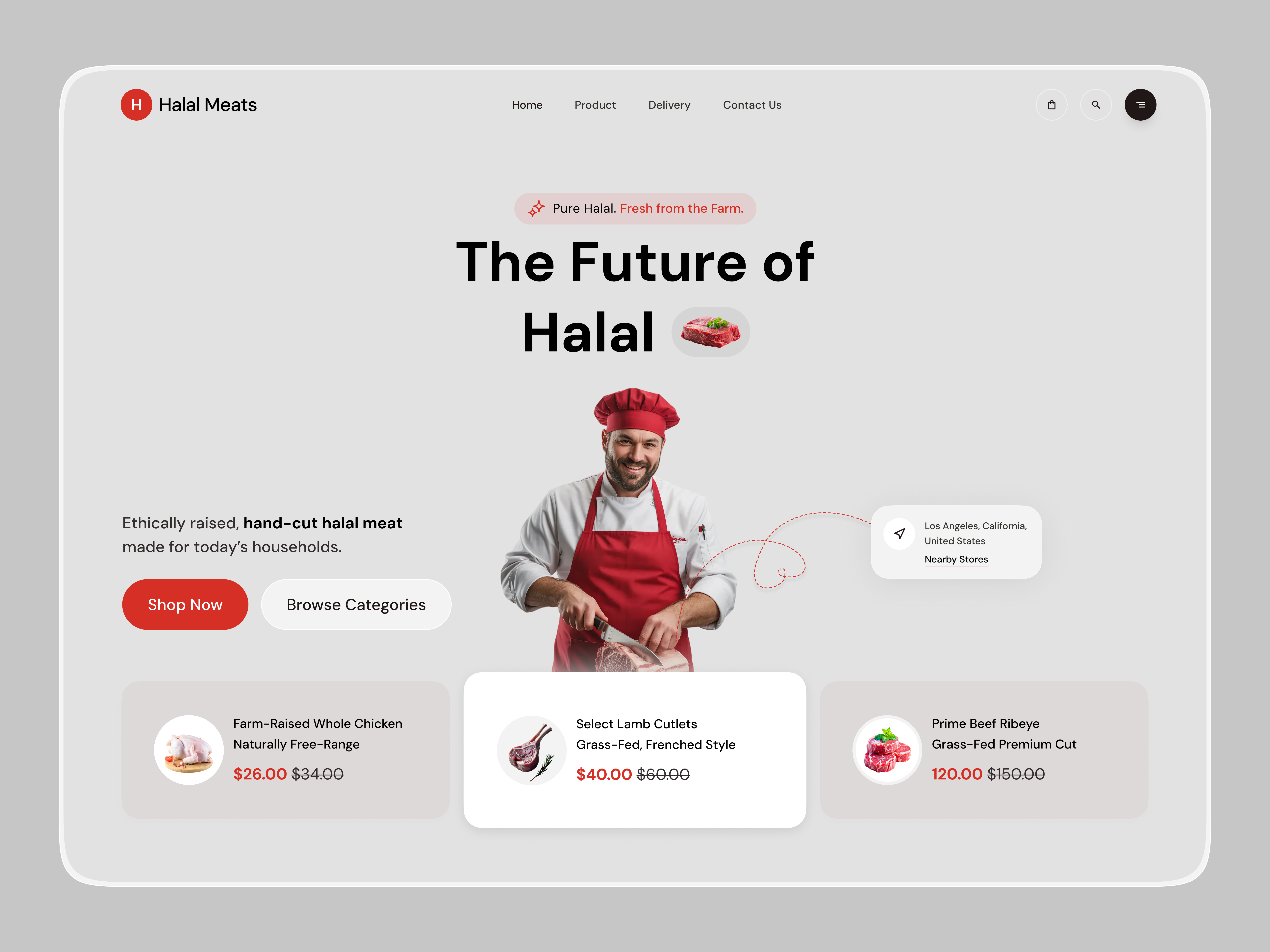 Halal Meat Website – Fresh Farm E-commerce UI/UX digital food platform e commerce website food e commerce website food website fresh farm e commerce uiux fresh food delivery grocery website design halal food platform halal meat website landing page design modern web design online meat shop ui design ux design web design web interface design website website design website ui