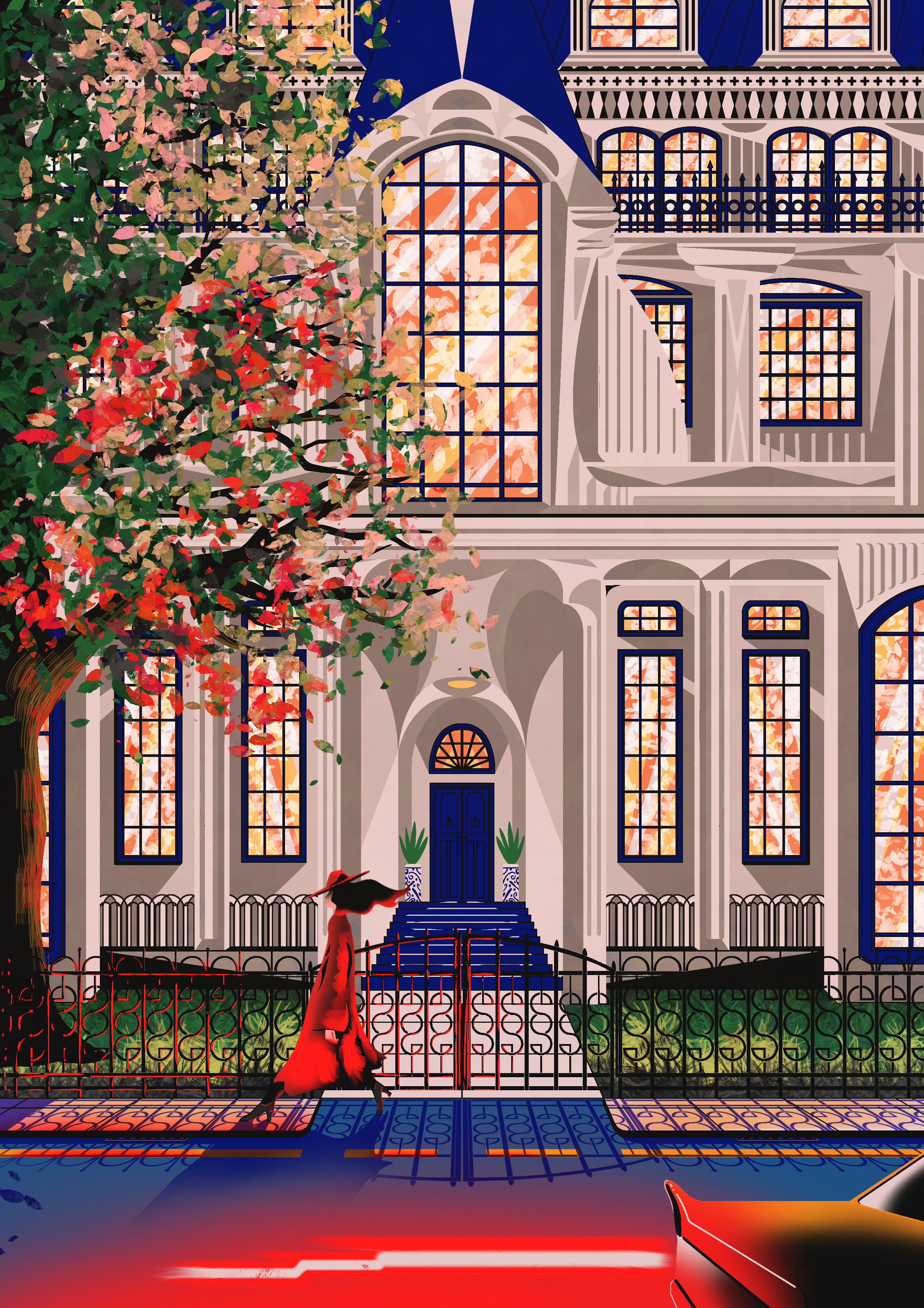 Red Dot Castle castle cover art editorial illustfire illustration night red scenery