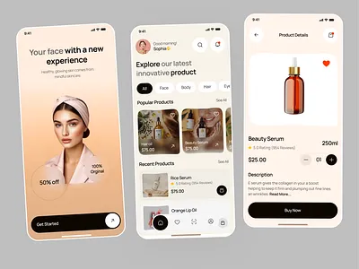 Skincare Mobile App app beauty beauty ecommerce beauty serum app cosmetic store app ecommerce ecommerce app ecommerce mobile glowcare shopping app skincare skincare app skincare mobile app