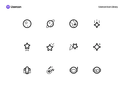 Space & Galaxy - Uxercon Icon Library animation astronomy design figma galaxy icon icon design illustration logo planet science sky space space and galaxy star ui uiux universe ux uxercon