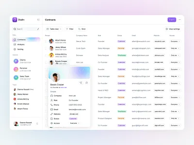 Contacts & Contracts Dashboard UI contactmanagement crmdesign dashboarddesign figmadesign interfacedesign modernui productdesign saasdesign uidesign uxdesign