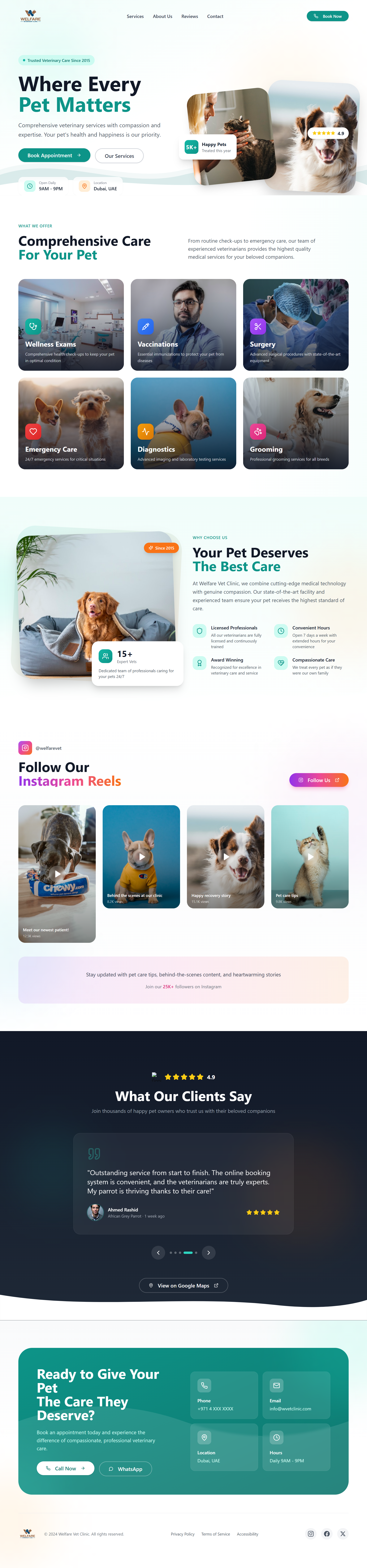 Veterinary Website Homepage - Pet Clinic figma pet ui ux vet web design website