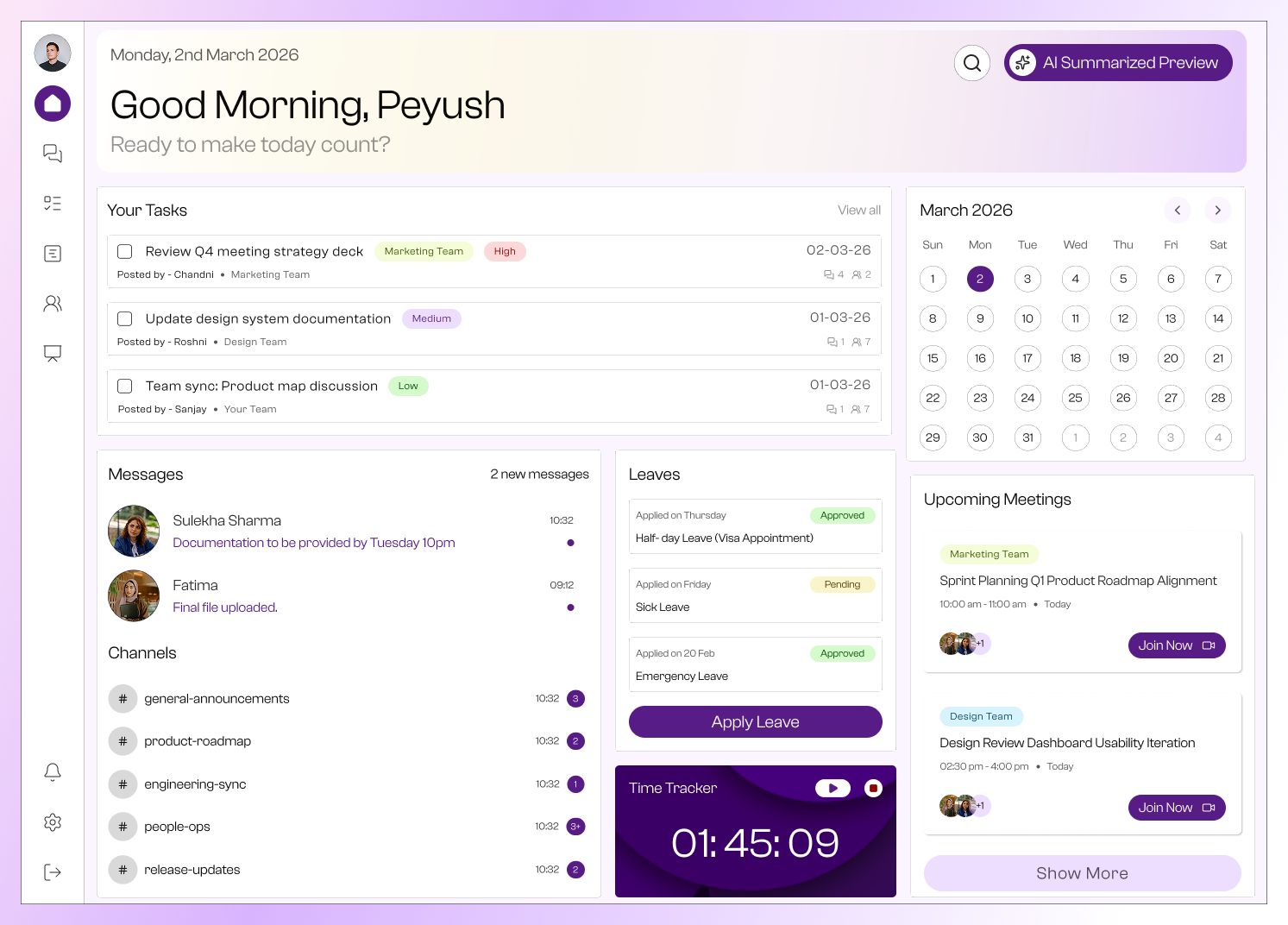 Employee Management Dashboard app design asethtic dashboard employee employee management landing page light theme pretty puple responsive design ui usable user expereince ux web web design website