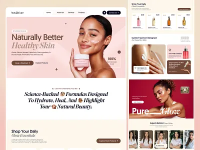 Nuvia Care – Luxury Beauty Product Sell & Services Website beauty branding branding logo ecommerce header section hero section landing page ecommerce redesign skin beauty website skin care skin care landing page techwitpro uiux web design website website design woman skin care woman skin care website
