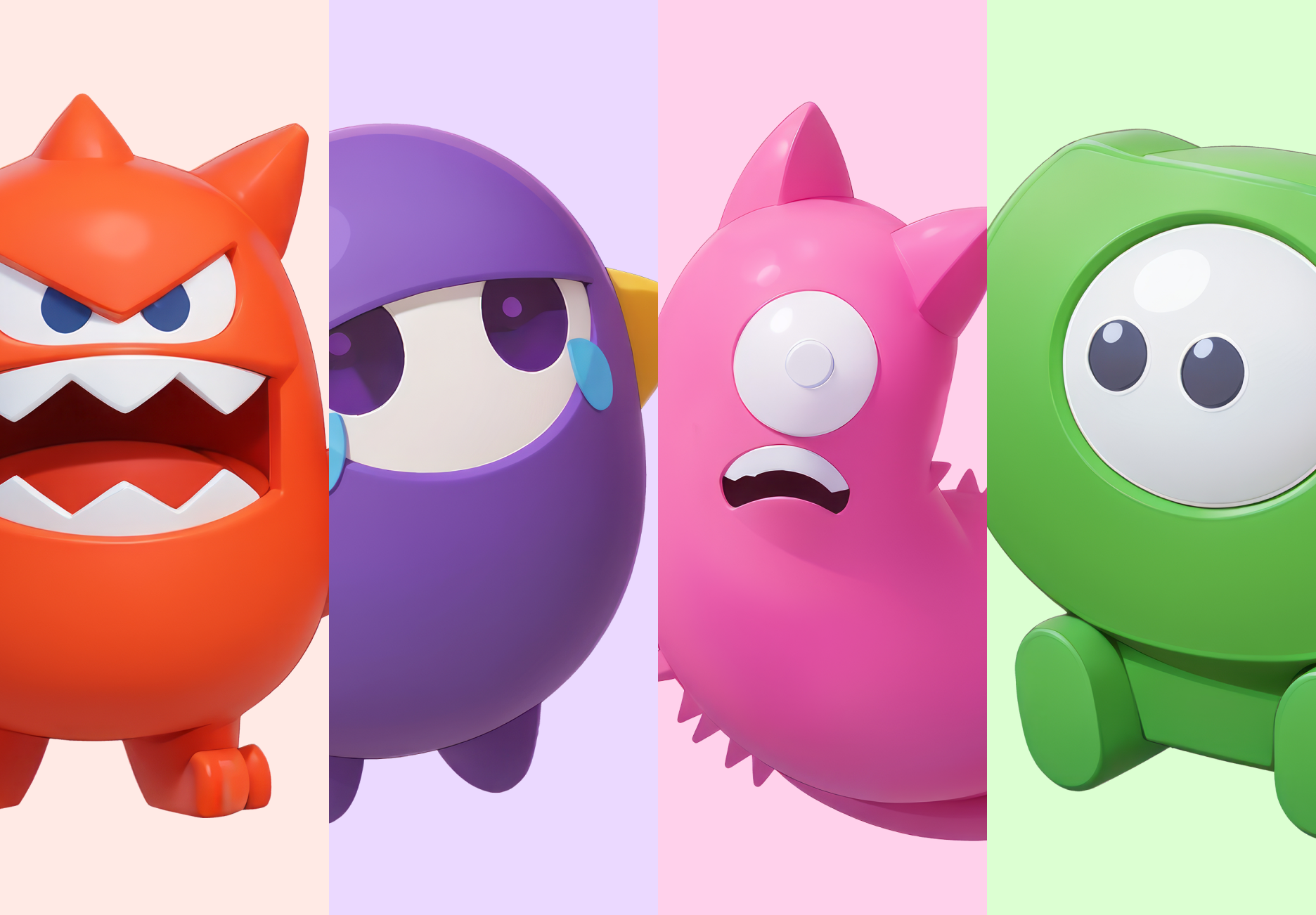 Monster Emotion Concept 3d cartoon cute design emotions icon illustration monster pastel rendering