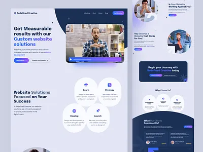 Redefined - Website Design Home Page agency website bold design conversiondesign creative darkui design digitalagency figma gradient gradientui homepage landing page ui ui design ux ux design we web design website websiteui