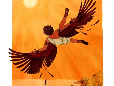 Icarus - Henrike Lendowski art artist children book illustrator children books conceptual illustration editorial illustration greek mythology henrike lendowski icarus illustration illustration zone illustration zone agency illustrationart illustrationartist illustrationzone illustrator ink and watercolor mythology watercolor
