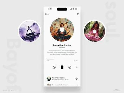 Audio Player App Design app design app player audio player meditation mobile app practice ui design ui ux ux design video player