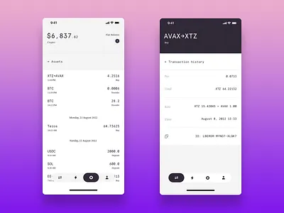 NANCE app banking blockchain crypto defi fintech interaction ios mobile ui ux web3