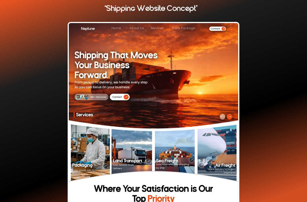 Shipping Website Landing Page animation branding concept design figma herosection landign page modern new ui uidesign ux uxdesign webdesign websitedesign