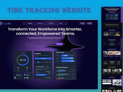Time Tracking website UI Design branding modern tracking ui uiux website
