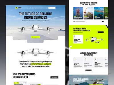 Flight - Drone Website Design business camera drone drone drone agriculture drone landing page drone web drone website flight drone home page landing page landing page designer landing page service landing page website minimal design modern website ui web web web design web service website