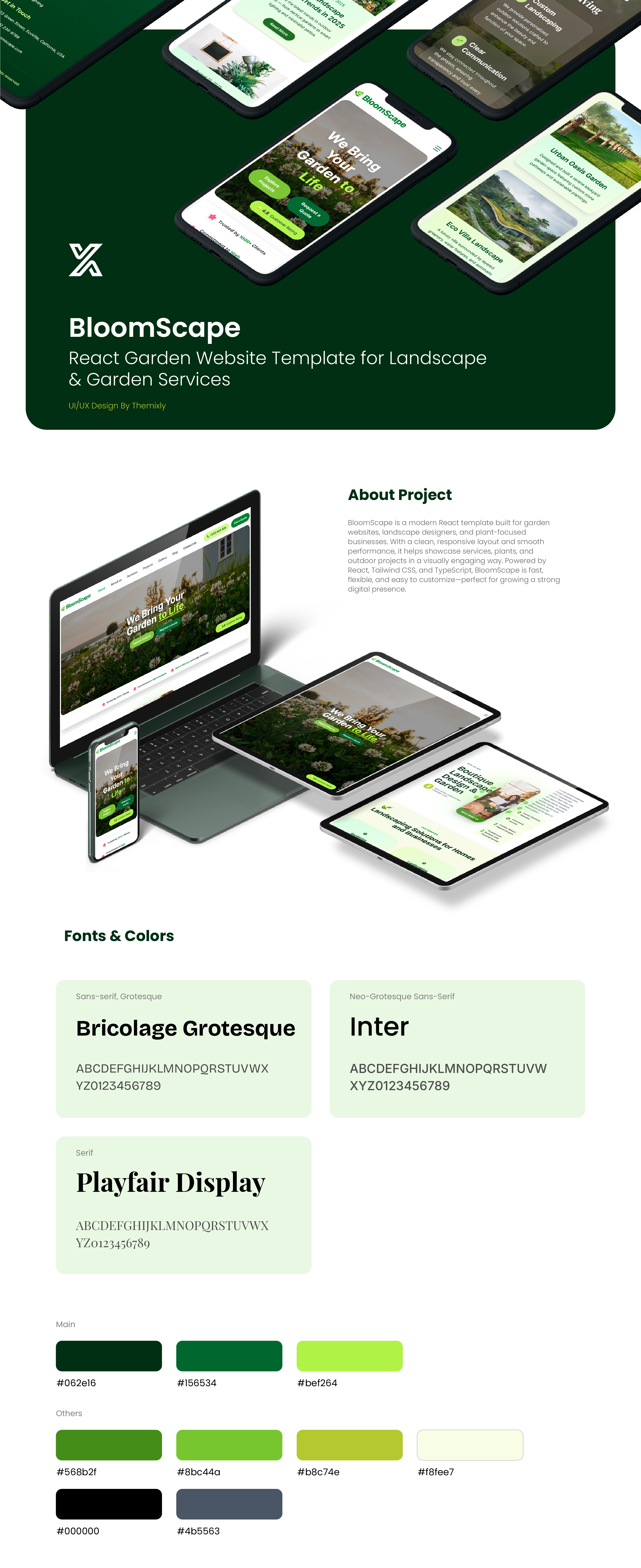 BloomScape – Garden & Landscape Website UI Design garden design garden website green design landscape landscaping services nature website react templates themixly ui ui design website design