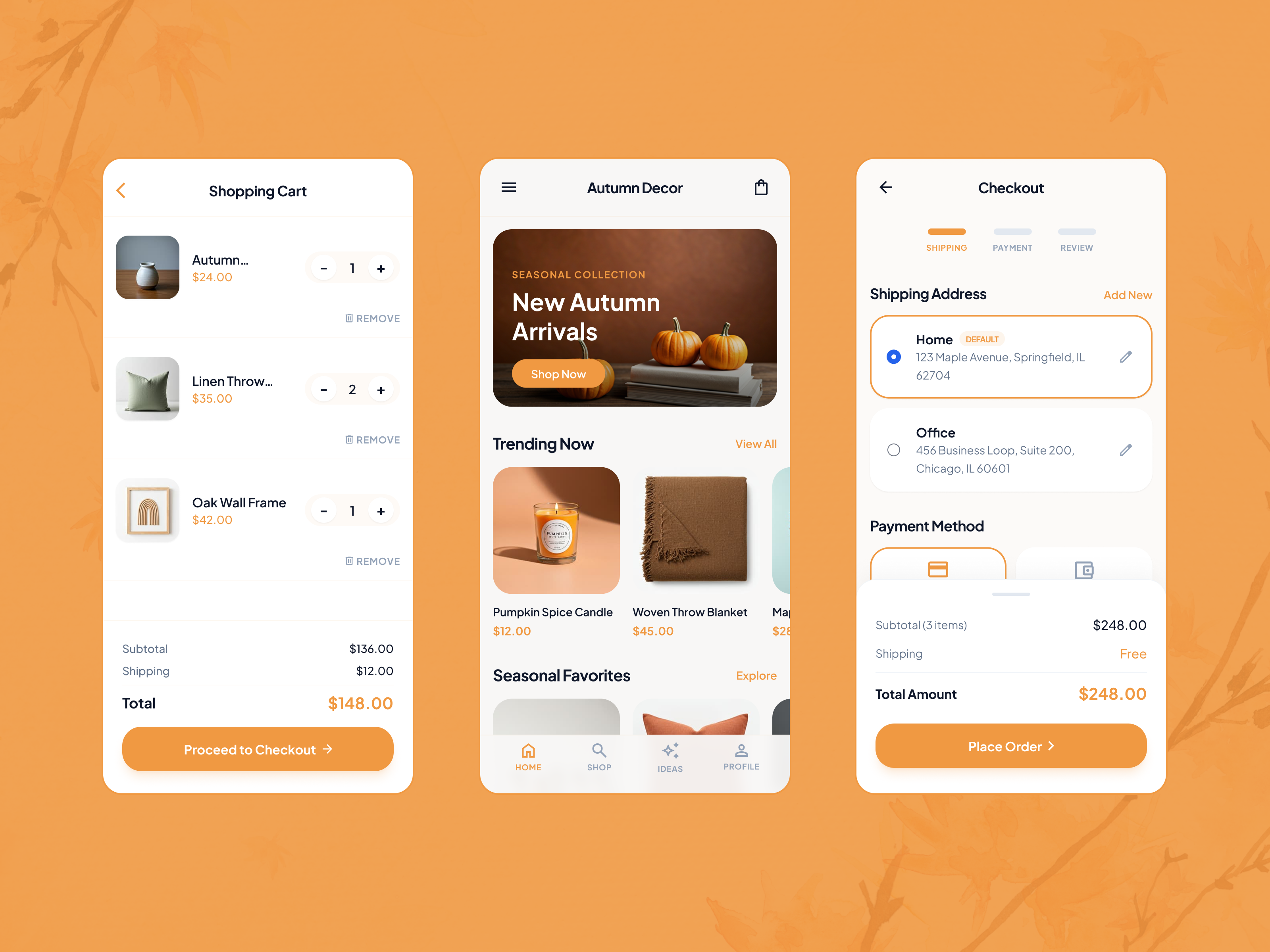 Autumn Vibes – Seasonal Decoration App UI/UX Concept