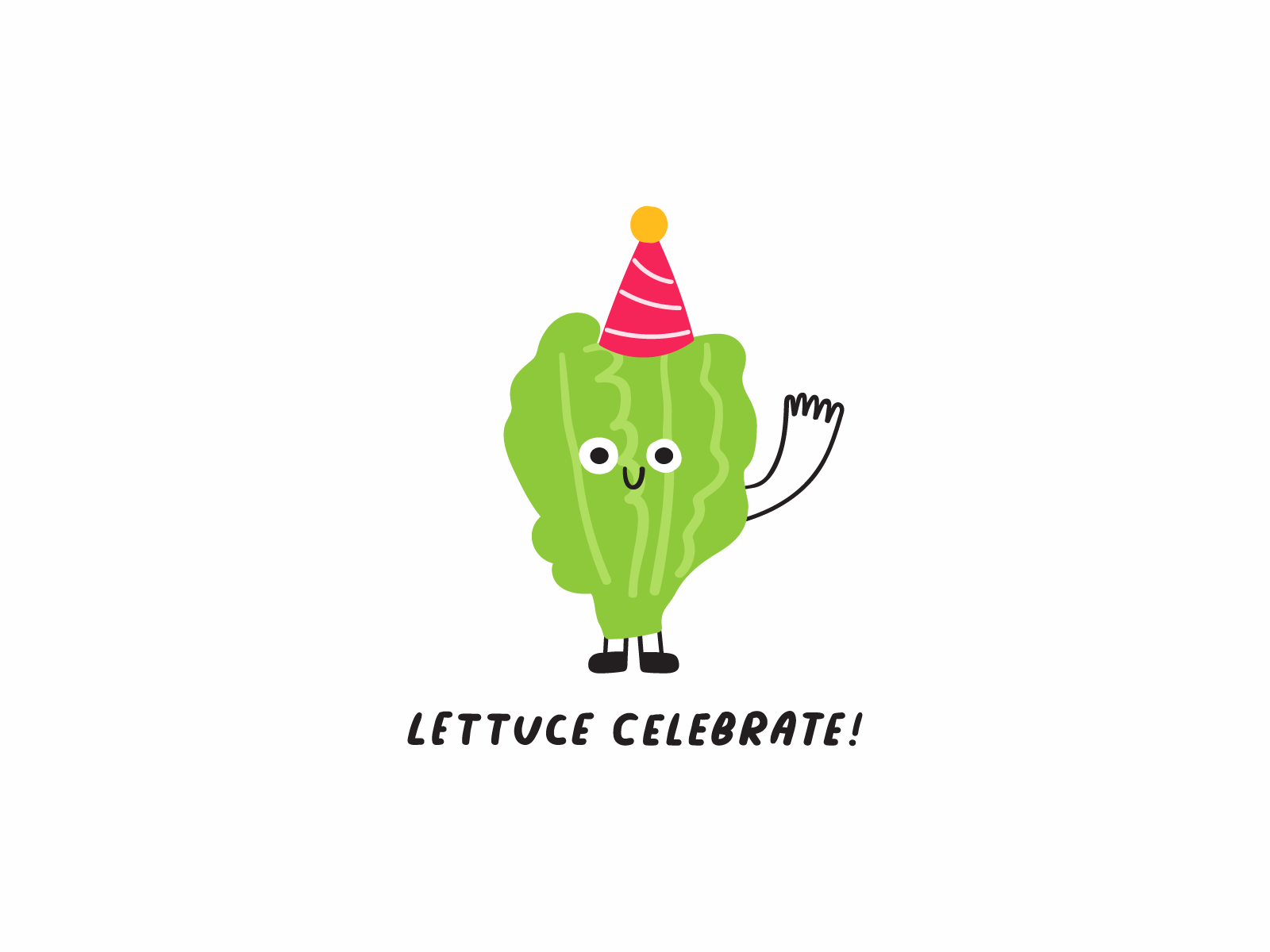 Lettuce celebrate! branding cabbage card character children cute design flat fun graphic design humor icon illustration kid lettuce logo mark symbol vefetable veggie