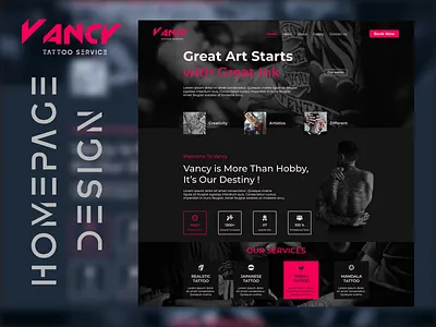 Tattoo website homepage design. branding design graphic design homepage minimal tattoo ui ui design uiux ux website