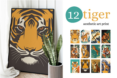 Tiger Illustration Art Print Poster animal art print cat illustration poster tiger wall art wild life