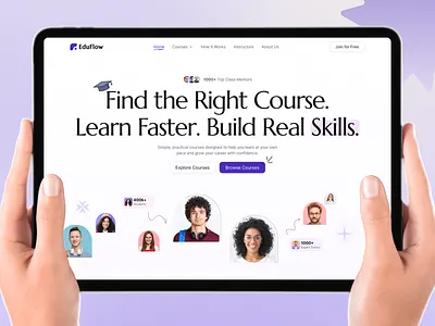 EduFlow – Education Website UI Design clean ui course platform dashboard ui e learning edtech education website figma design learning management system learning platform lms website modern ui online education online learning platform saas website ui design ui ux ux design web design website design website ui