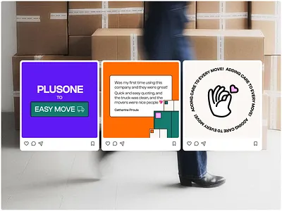 PlusOne Moving - Social Media Brand System brand brand design branding branding inspiration design graphic design instagram marketing post socialmedia