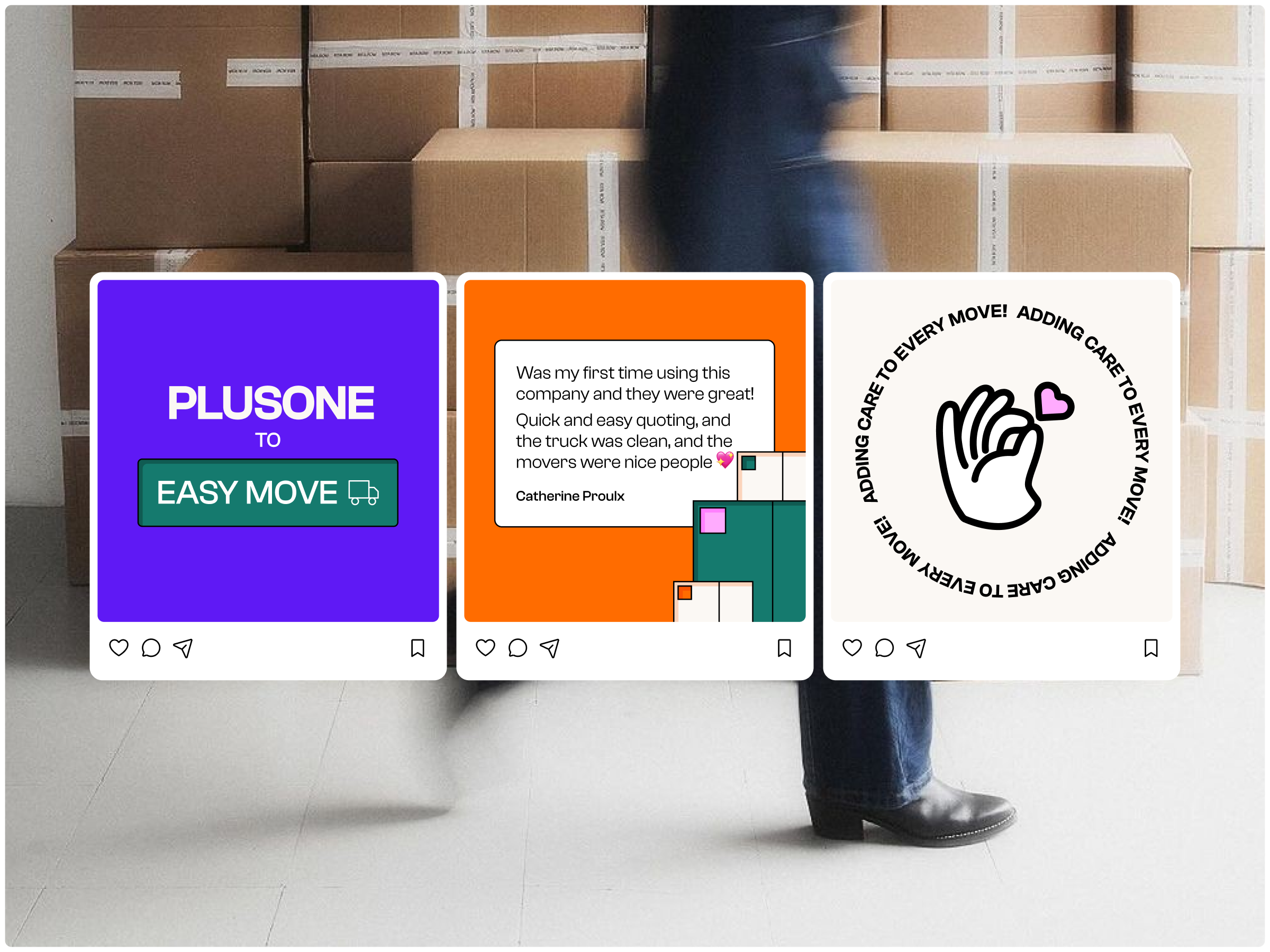 Example of PlusOne Moving - Social Media Brand System