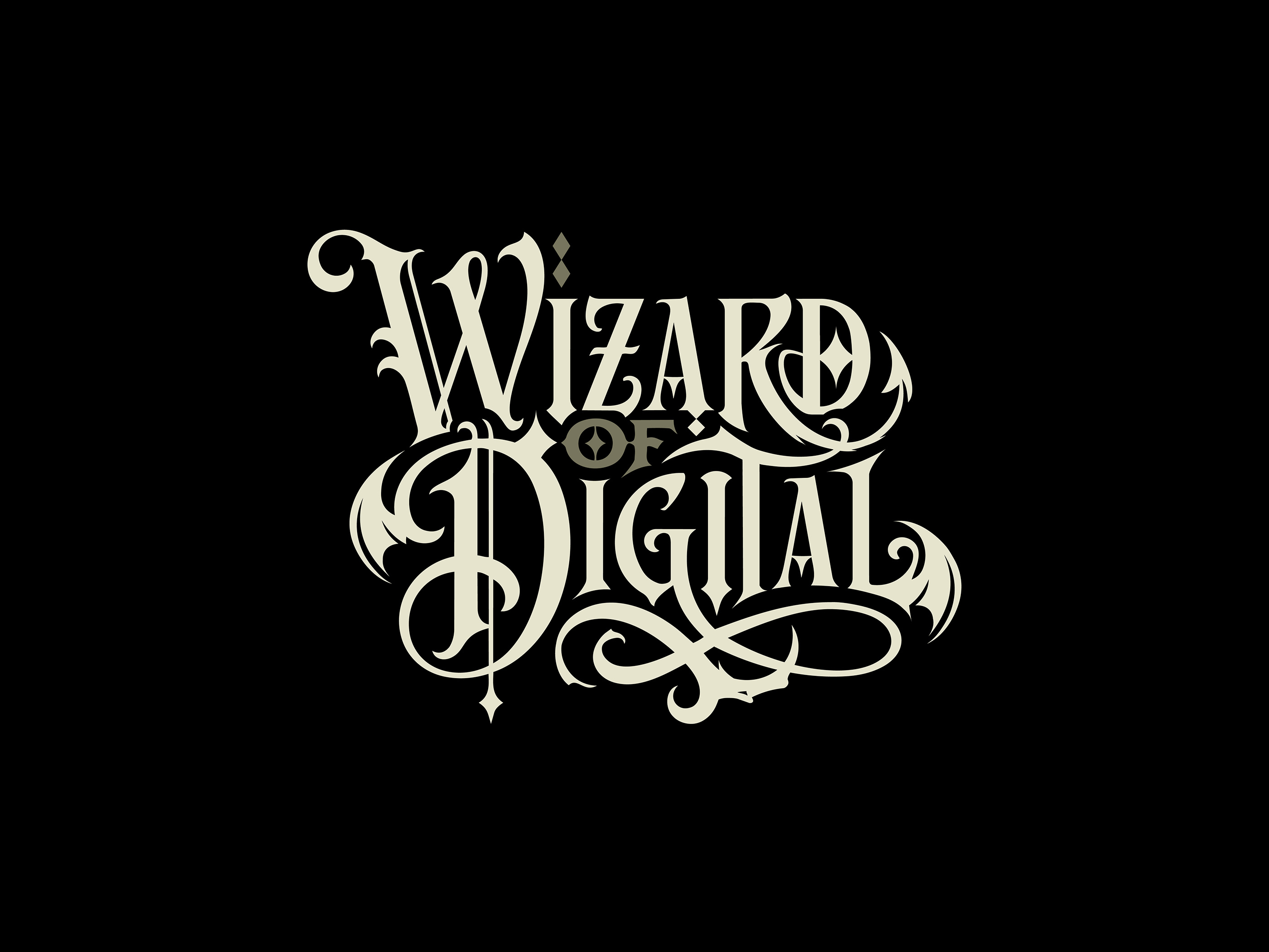 Wizardof. Digital abstract branding composition design digital dungoen and dragons fantasy fantasy logo graphic design idenity laconic logo logotype magic minimal type typography wizard wizard of digital