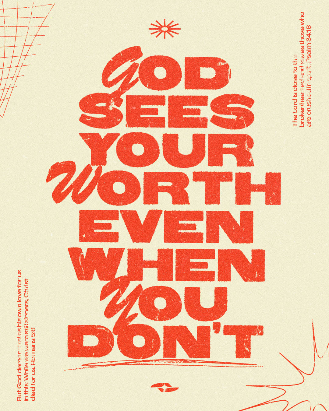 God sees your worth even when you don’t | Christian Poster christian church editorial design god graphic design jesus poster sermon social media type design