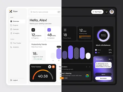 Time Tracking & Analytics Dashboard | Web Design admin dashboard artspire b2b dashboard dark mode dashboard dashboard redesign data dashboard management dashboard management platfrom saas dashboard time tracking app web app web design work life balance workflow management