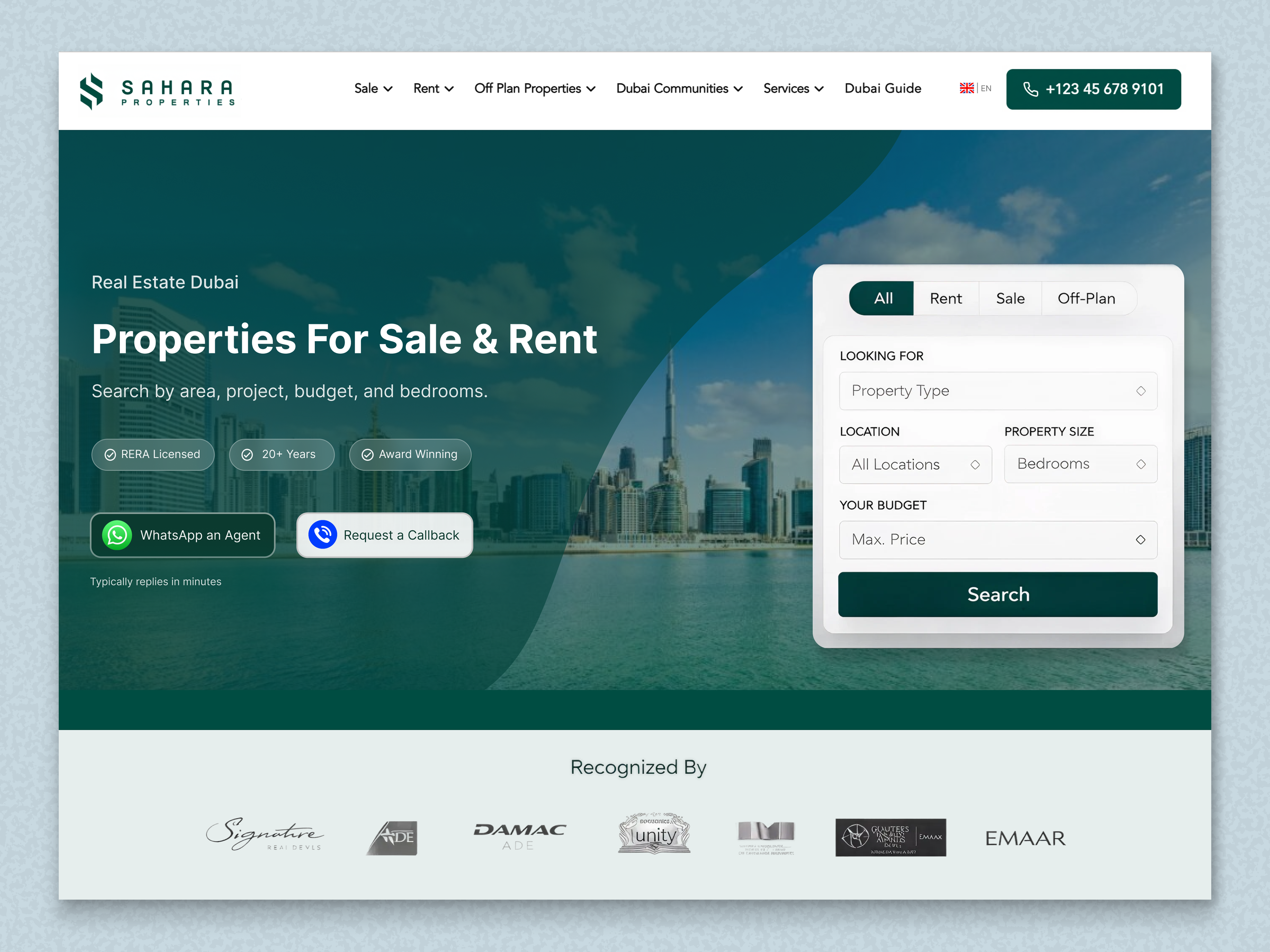 Modern Real Estate Website – Property Search Landing Page UI agency website landing page design modern website property listing ui property search ui property website real estate landing page real estate ui real estate web design real estate website ui ui design ux design website design