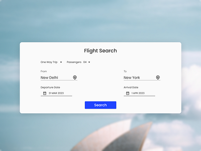 Flight Search Day 68 application booking branding button card daily ui flight flight booking flight search form full stack plane popup request responsive search travel ui uiux validation