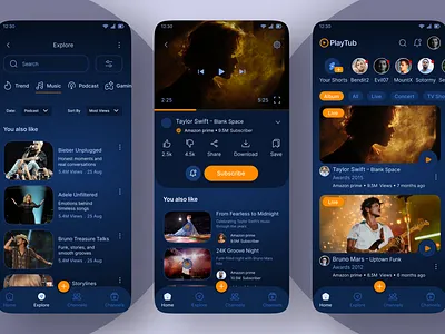 Music Streaming App app app interface dark mode figma design interaction design minimal design mobile app design modern ui music app music player product design simple streaming app ui design user experience ux design