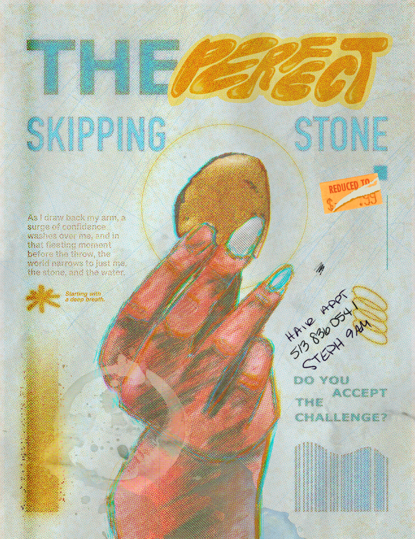 'The Perfect Skipping Stone’ Cover cover design design graphic design illustration mixed media typography