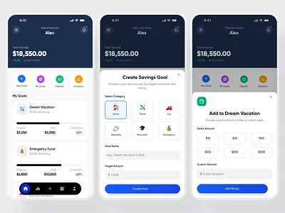 Savings App app fintech savings ui