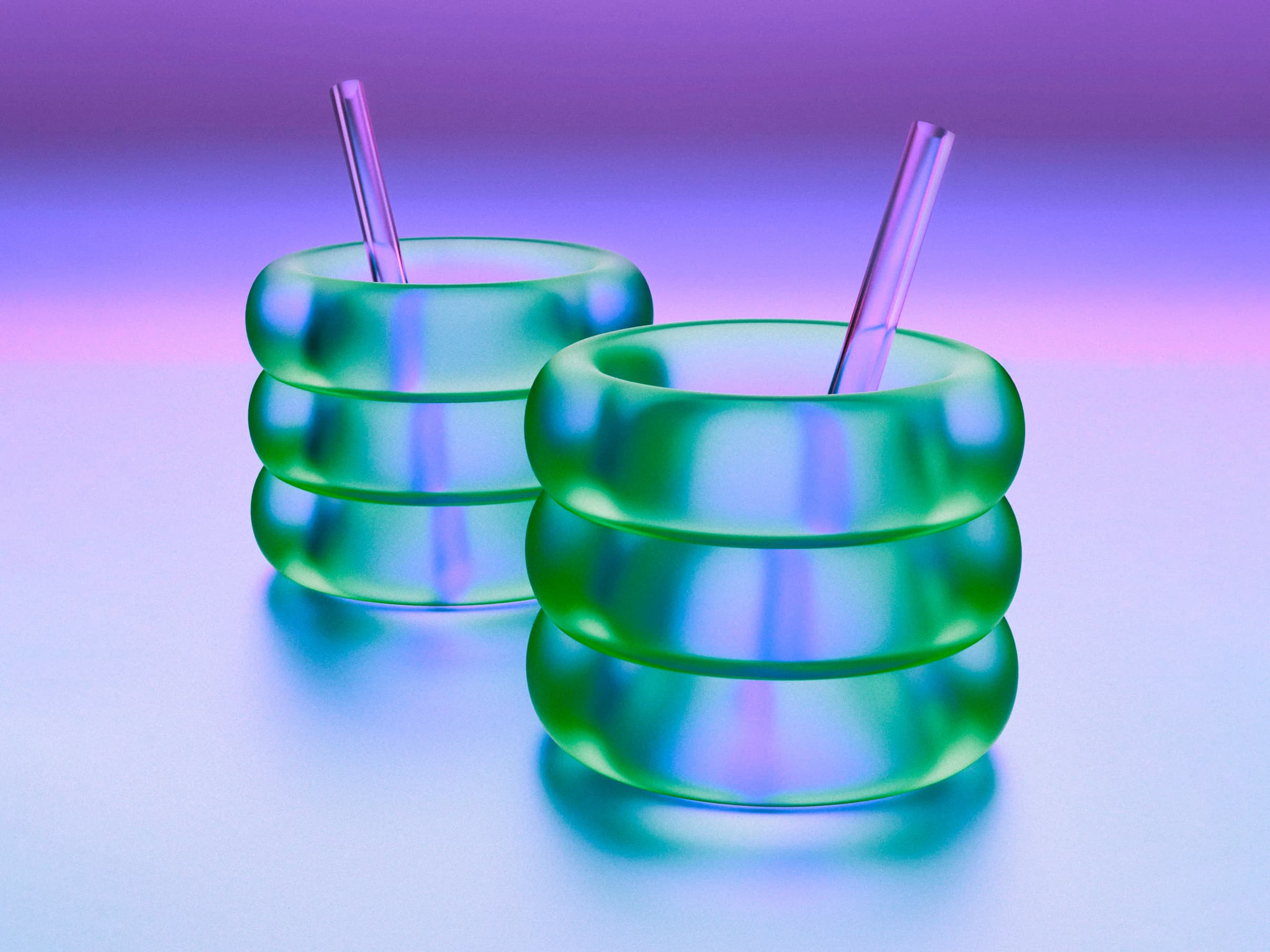 Two Glasses - Digital Illustration 3d art abstract art art print artwork branding color blend colorful cover artwork digital art digital illustration glass effect gradient art illustration music album