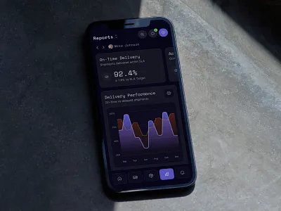 Fleet & Delivery Performance Mobile Dashboard UI admin app chart dark ui dashboard delivery fleet interaction kpi logistics mobile mobile app mobile web app product design productivity saas shipping ui ux web app