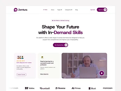 Zemtura – Online Education Webflow Template codexzel e learning landing page online education ui web ui webflow webflow template website design website uiux