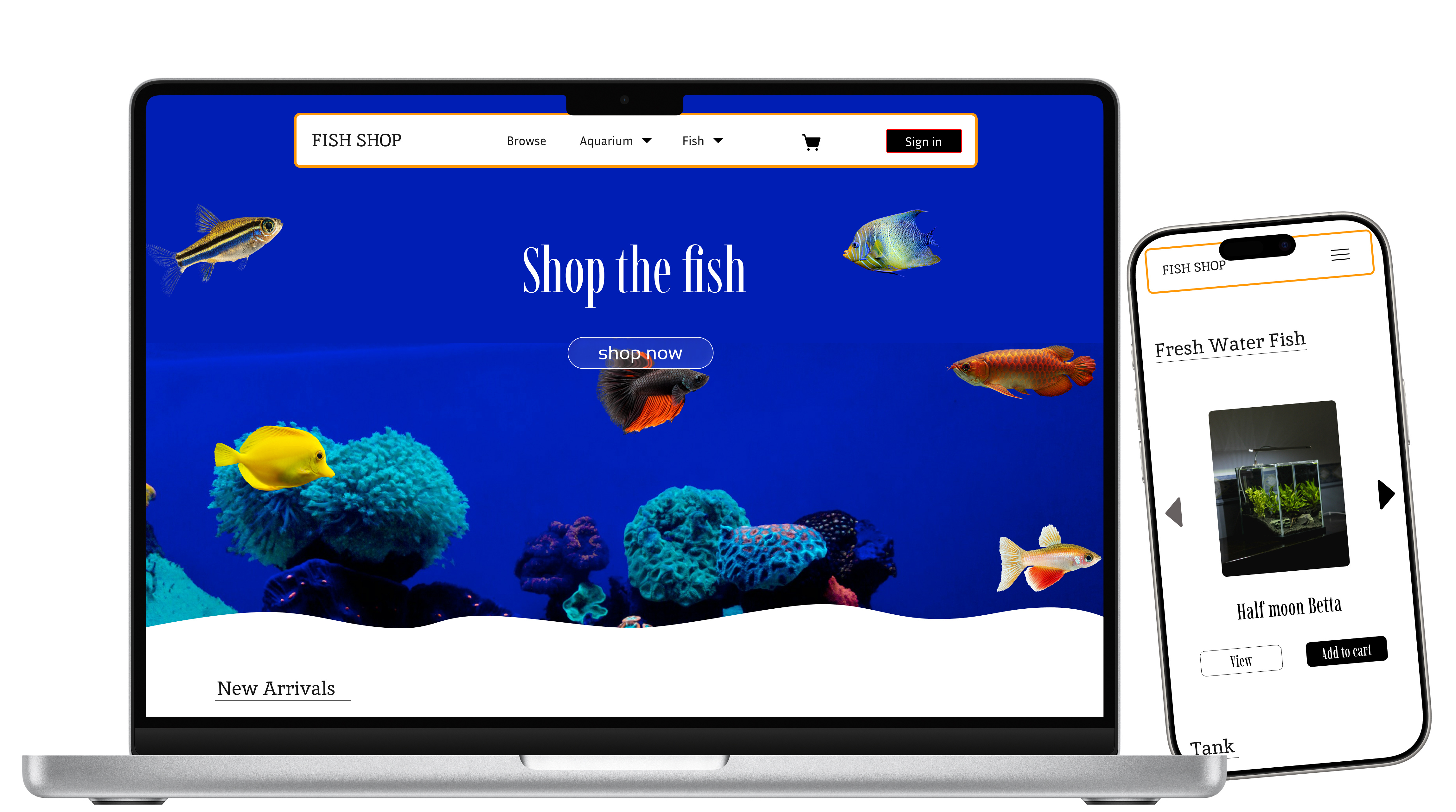 Fish shop landing page for website