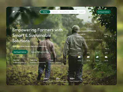 Harvest Solutions — Empowering the Modern Farmer farmersolutions figma hero section landing page minimal product design ui design uiux user experience user interface uxui visual design web design website webui wireframe