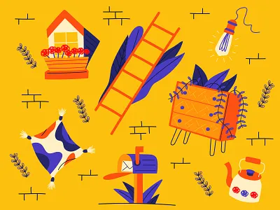 House Novel | Pattern Illustration artwork colorful cozy decor digital illustration home illustration illustrator pattern pattern designer pillow surface pattern vector