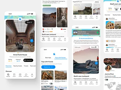 Social Travel Discovery App UI collaborative trip planning community travel app digital travel product explore destinations app itinerary planner location discovery platform map based travel app mobile app ux mobile interface design product design mobile social discovery app social travel platform tourism app design travel app ui travel discovery feed travel ecosystem ui travel startup design trip planning app user generated content app user profile ui