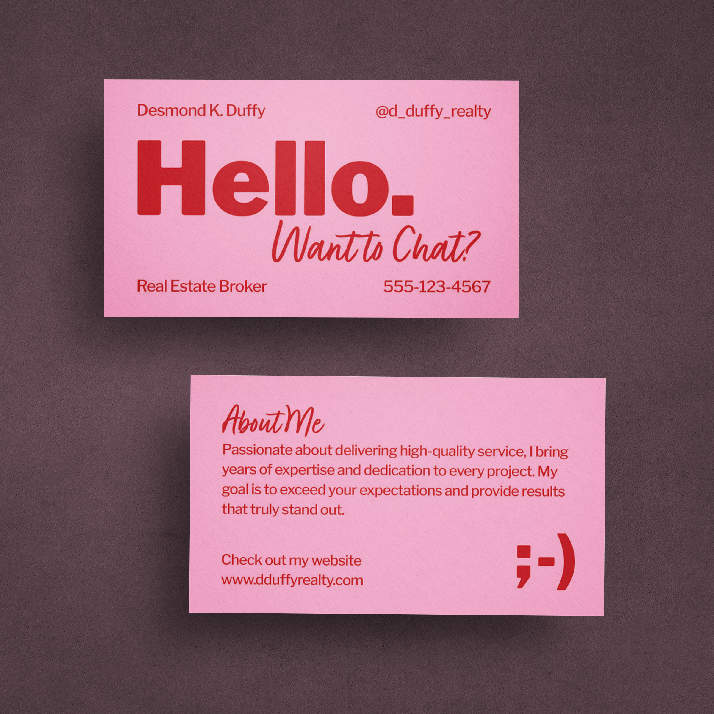 Call To Action Business Card bold business card call to action dating card greeting hello marketing personal card red use case