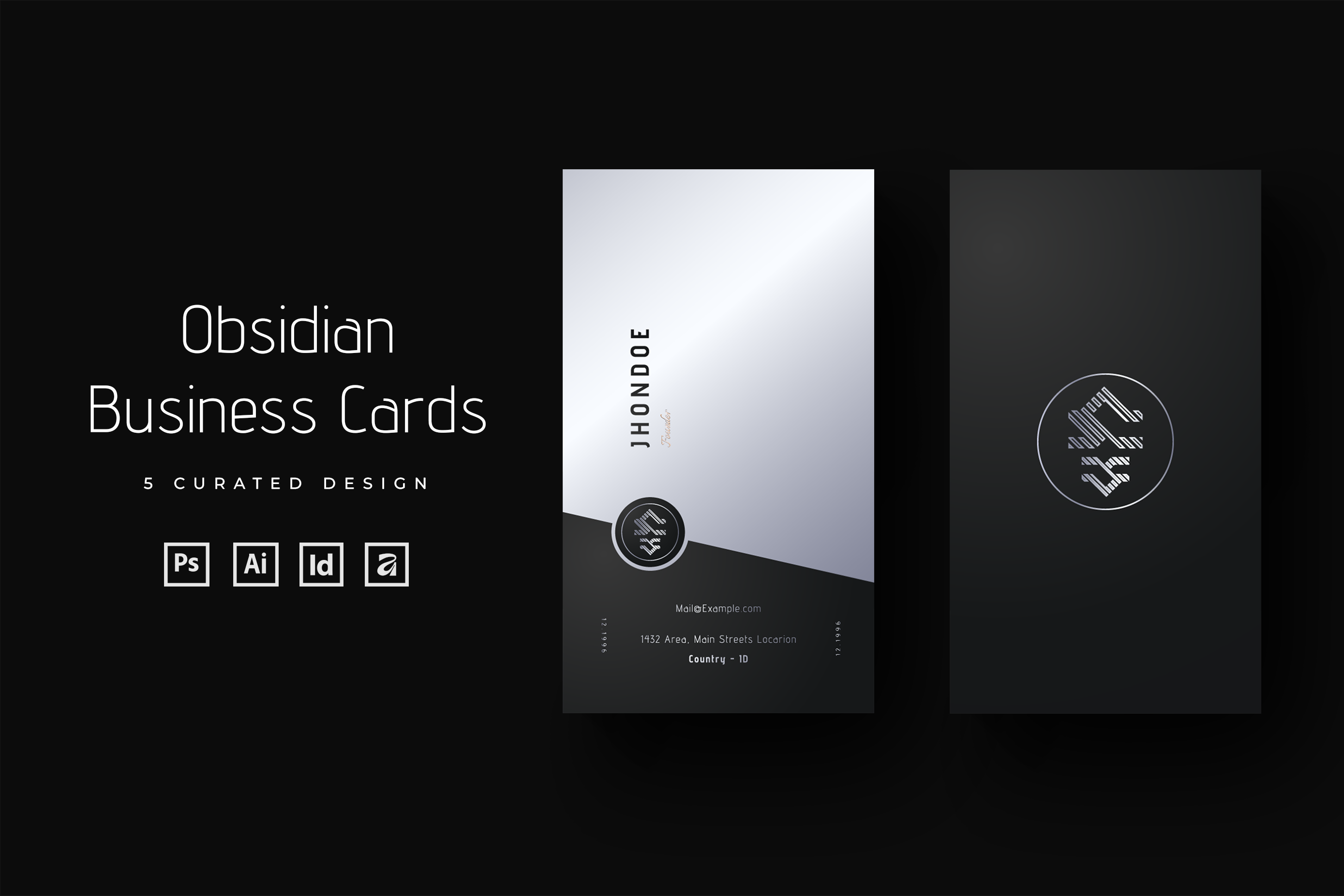 Obsidian Stylish Business Cards black luxury design black minimal brand identity design business card design elegant typography executive branding luxury branding minimal layout modern corporate monochrome design monogram design premium stationery print ready stylish business cards