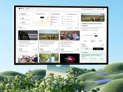 AI Crowdfunding Dashboard ai ai product analytics campaign creator crowdfunding dashboard performace product design saas startup tracking ui ui design ux ux design web app web design