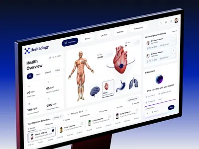 AI Healthcare – Dashboard ai ai diagnostics ai healthcare dashboard data visualization digital health doctor appointment generative ai ux health tech healthcare ui medical dashboard orionix orionix studio patient management predictive analytics product design saas dashboard telemedicine app web app web app design