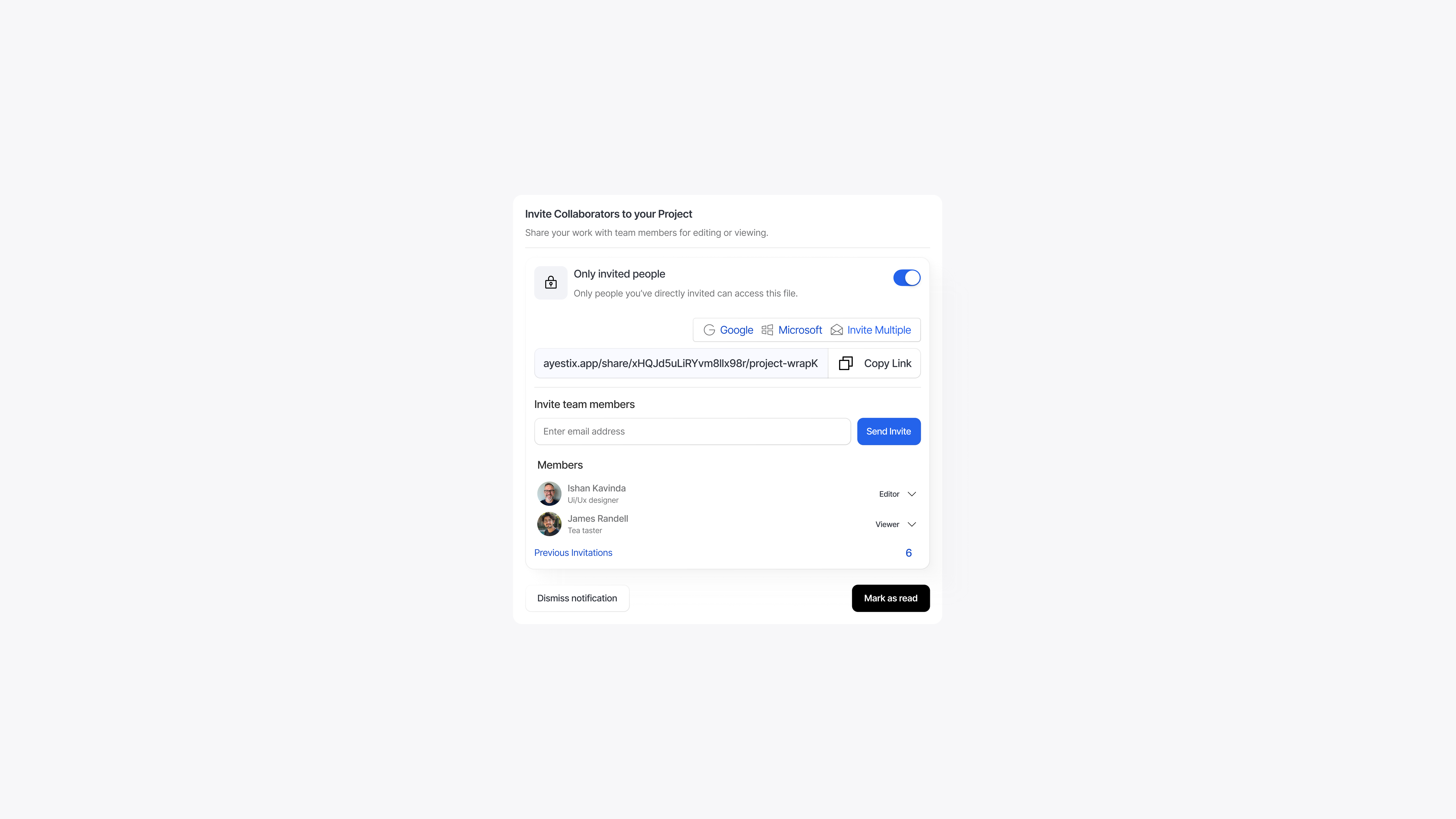 Team Collaboration & Invite Modal | SaaS Web App UI