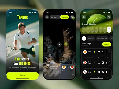 Tennis Match Reports Mobile App - Live Scores & Insights app ui live app live score app minimal ui mobile mobile app modern ui performance tracking player stats real time updates score dashboard scoreboard ui sports sports analytics sports app sports insights tennis tennis app ui ux