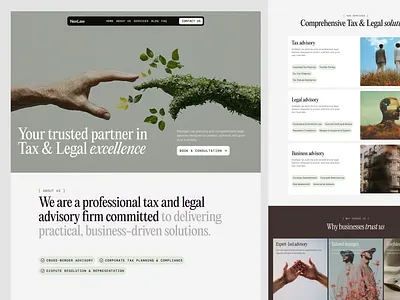 Tax & Legal Advisory Firm — Homepage business consultancy consultant corporate website finance website landing page law firm website legal advisory minimal web design modern corporate professional branding professional website tax advisory ui design ux design web design website