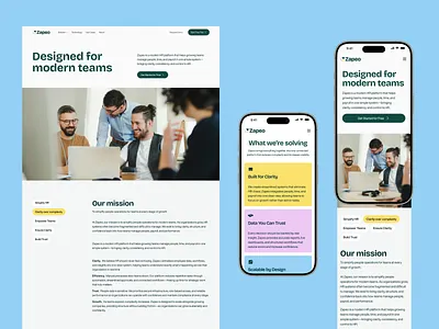 Zapeo - About Us Page Design about about us about us page business company about hr about interface landing page management website meet our team minimal design modern web our story saas saas about us page saas landing page saas web saas website website website design