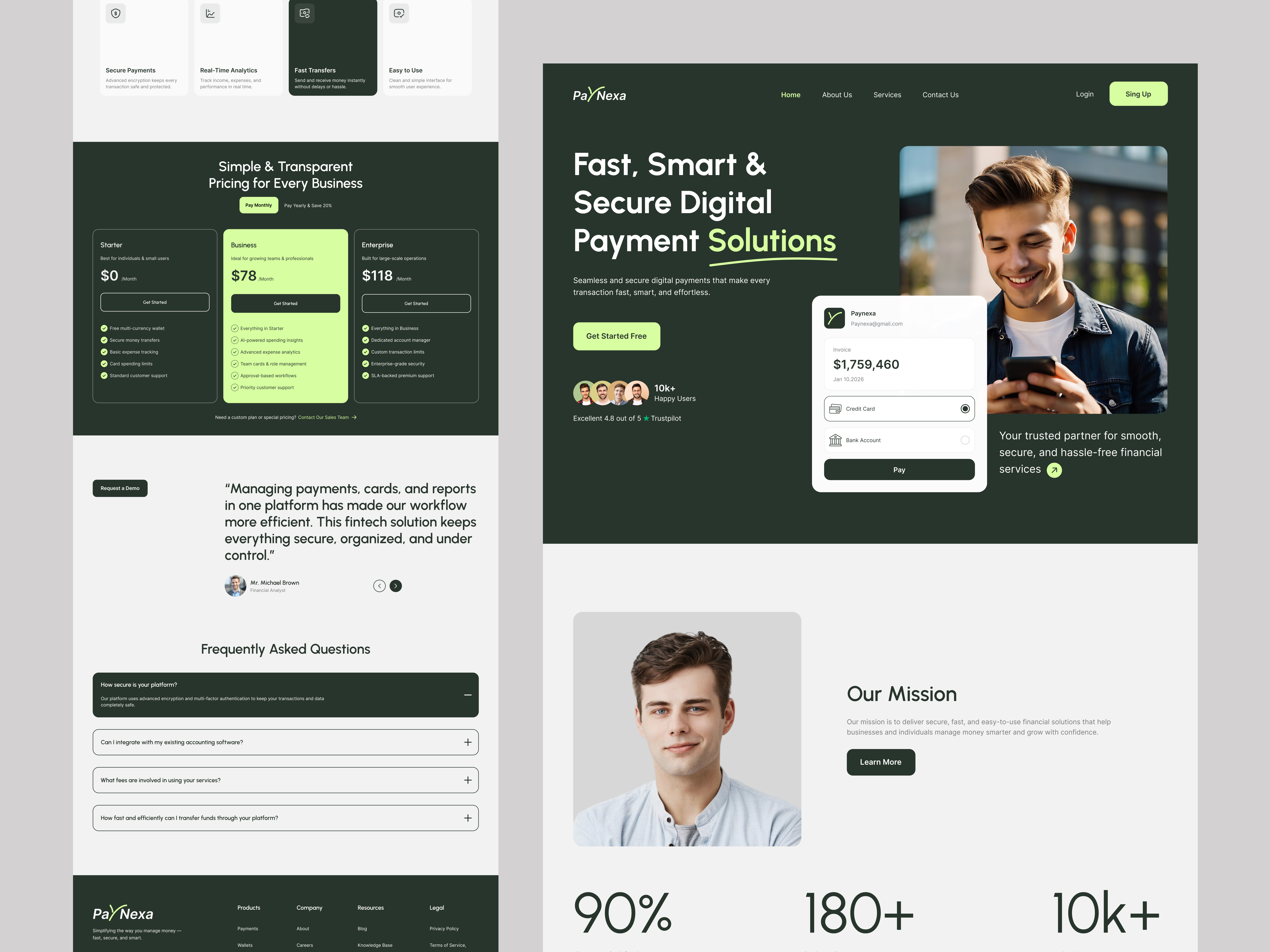 PayNexa – Fintech Website Design | Fintech Landing page | Qudra animation design digital banking dribbble finance financial landing page financial website fintech fintech landing page fintech website homepage landing page landing page design qudra saas saas landing page ui uiux web design website design