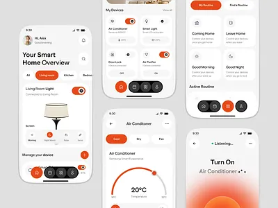 Smart Home App UI ai app design ai powered app ai user interface app design dashboard design e commerce futuristic ui glassmorphism home automation ui home control app ios app iot ui design mobile mobile app design mobile app ui modern ui design product design smart devices smart home app