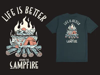 Life is better around the campfire branding design graphic design illustration vector